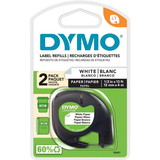 Dymo LetraTag 10697 Paper Tape, 0.5" x 13' - 2 x Roll - Black, White, Price/PK Dymo LetraTag 10697 Paper Tape, 0.5" x 13' - 2 x Roll - Black, White, Price/PK